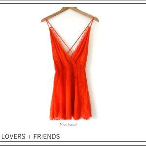 LOVERS + FRIENDS Red Lace Mini Dress Size Small